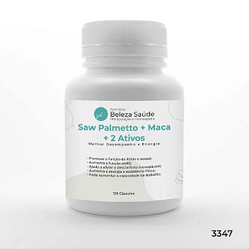 Saw Palmetto + Maca + 2 Ativos - Melhor Desempenho e Energia - 120 Cápsulas