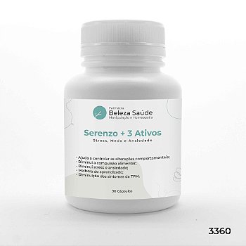 Serenzo + 5 Htp + Teanina + Magnolia - Stress Medo Ansiedade - 90 Cápsulas
