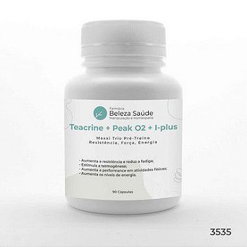Teacrine + Peak O2+ I-plus : Maxxi Trio Pré-Treino - Resistência, Força, Energia - 90 Cápsulas