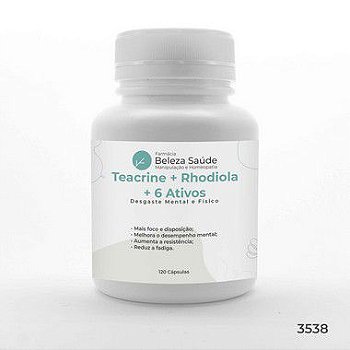 Teacrine + Rhodiola + 6 Ativos - Desgaste Mental e Físico - 120 Cápsulas