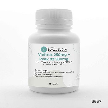 Vinitrox 250mg + Peak O2 500mg : Mais Vasodilatação Mais Fôlego Muito Mais Treino - 60 Cápsulas