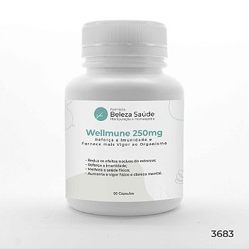 Wellmune 250mg - Reforça a Imunidade e Fornece mais Vigor ao Organismo - 60 Cápsulas