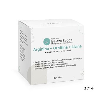 Arginina + Ornitina + Lisina : Aumento Testo Natural - 90 Sachês