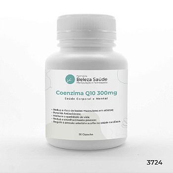 Coenzima Q10 300mg :  Grau Farmacêutico Pureza Máxima 90 Doses