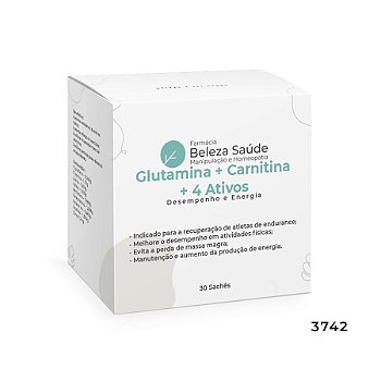 Glutamina + Carnitina + 6 Ativos - Desempenho e Energia - 30 Sachês