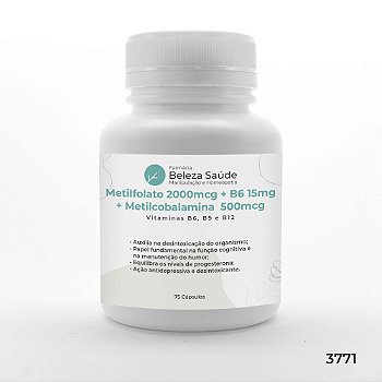Metilfolato 2000mcg + Metilcobalamina  500mcg + B6 15mg - 75 Doses