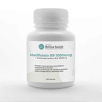 Metilfolato B9 1000mcg + Metilcobalamina B12 500mcg - 200 Doses