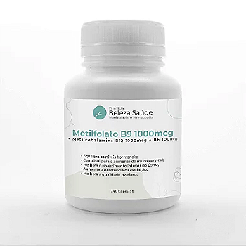 Metilfolato B9 1000mcg + Metilcobalamina B12 1000mcg + B6 100mg - 240 Doses