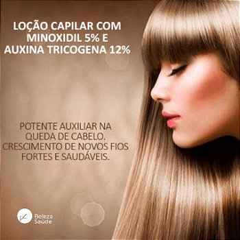 Minoxidil 5% + Auxina Tricogena 12% : Loção Capilar para Queda de Cabelos Calvície - 100ml