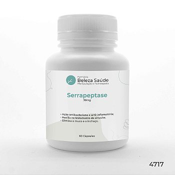 Serrapeptase 30mg : Enzima Antiinflamatório Natural 60 Cápsulas