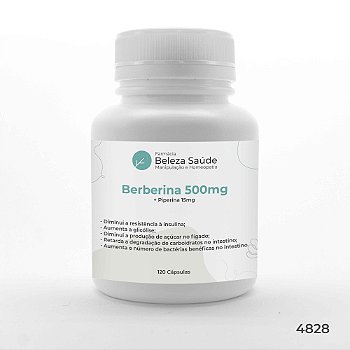 Berberina 500mg + Piperina 15mg : 120 Cápsulas