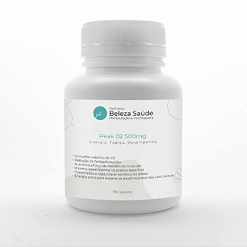 Peak O2 500mg - Energia, Fadiga, Desempenho: Fórmula Farmacêutica 90 Cápsulas