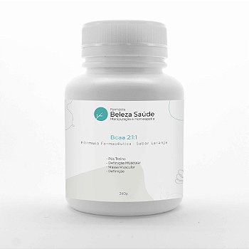 Bcaa 2:1:1 - Fórmula Farmacêutica : Pote com 240g  Sabor Laranja