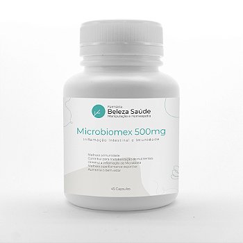 Microbiomex 500mg - Inflamação Intestinal e Imunidade : Fórmula Farmacêutica 45 Cápsulas