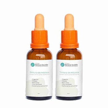 Tintura de Hibisco : Extrato Fórmula Farmacêutica 2 Frascos x 60ml