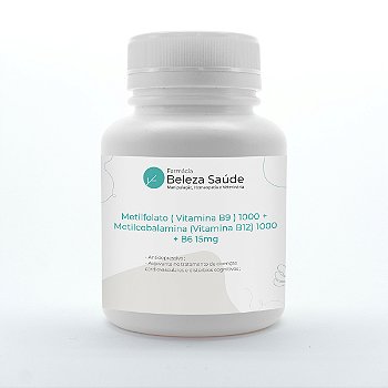 Metilfolato ( Vitamina B9 ) 1000 + Metilcobalamina ( Vitamina B12 ) 1000 + B6 15mg - 60 Doses