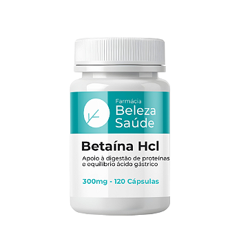 Cloridrato De Betaina Hcl 300mg 120 Cápsulas
