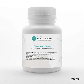 L Teanina 200mg + Magnésio L Treonato 200mg