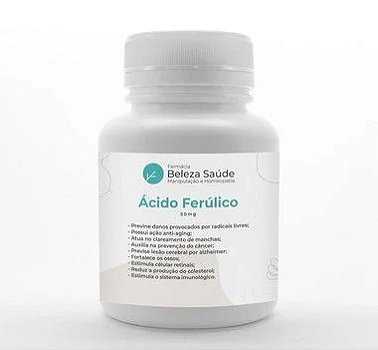 Ácido Ferúlico 50mg - Saúde para Pele e Corpo