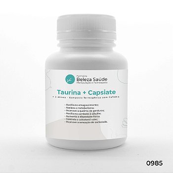 Taurina + Capsiate + 3 Ativos - Composto Termogênico sem Cafeína