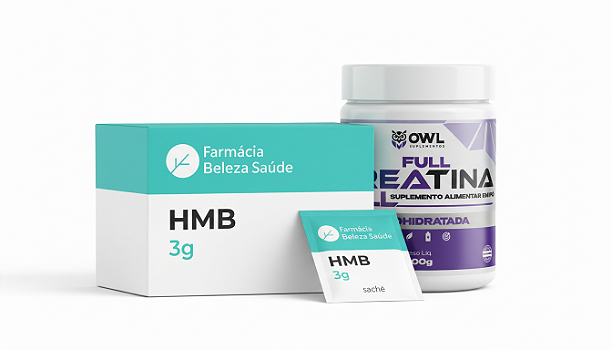 Kit Creatina OWL Pura 300gr + HMB 3gr 30 sachês | Treino Diário