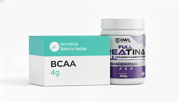 Kit Creatina Owl Pura 300g + Bcaa 4g 2:1:1 30 Sachês