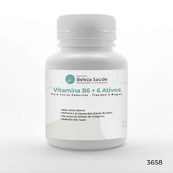 Vitamina B6 + Vitamina B5 + Vitamina E + Vitamina C + Cromo + Selênio + Zinco : Pele Facial Renovada - Flacidez e Rugas