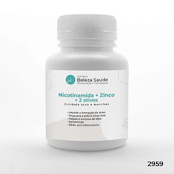 Nicotinamida + Zinco + 2 Ativos - Combate Acne e Manchas