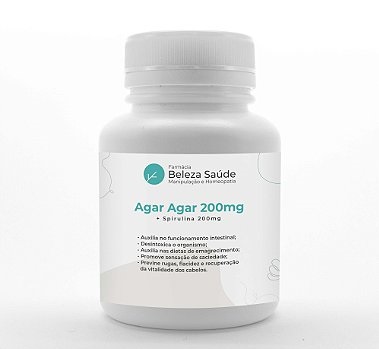 Agar Agar 200mg + Spirulina 200mg - Sensação de Saciedade