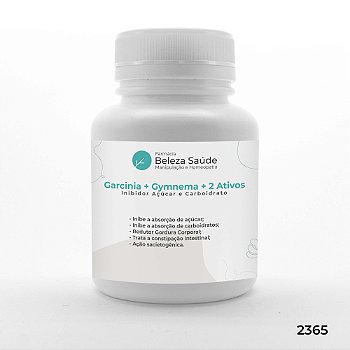 Garcinia + Gymnema + 2 Ativos - Inibidor Açúcar e Carboidrato