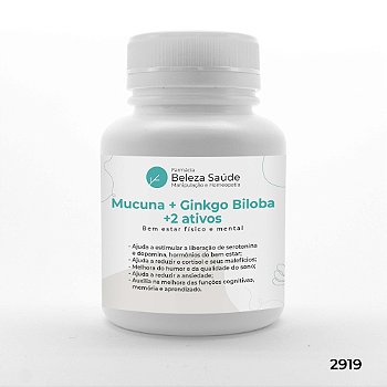 Mucuna + Ginkgo Biloba +2 Ativos -  Bem Estar Físico e Mental