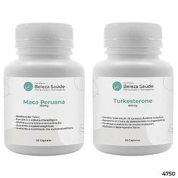 Turkesterone 600mg 60 Cápsulas + Maca Peruana 750mg 60 Cápsulas : 2 Produtos para Bombar