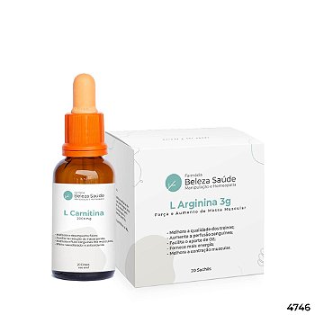 L Arginina 20 Saches 3 gramas + L Carnitina 20 Doses 2 gramas : 2 Suplementos para Bombar