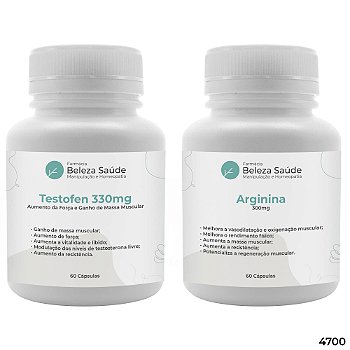 Testofen 330mg 60 Cápsulas + Arginina 300mg 60 Cápsulas : 2 Suplementos para Bombar
