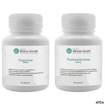Teacrine 220mg 60 Cápsulas + Turkesterone 600mg 60 Cápsulas : 2 Suplementos para Bombar
