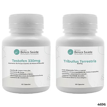 Testofen 330mg 60 Cápsulas + Tribullus Terrestris 800mg 60 Cápsulas : 2 Suplementos - Libido, Afrodisíaco, Estimulante