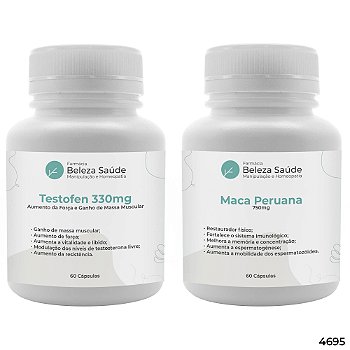 Testofen 330mg 60 Cápsulas + Maca Peruana 700mg 60 Cápsulas : 2 Suplementos para Bombar