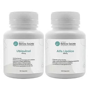 Alfa Lipóico 300mg 240 Cápsulas + Ubiquinol 100mg 60 Cápsulas : 2 Produtos para Saúde Mental e da Pele