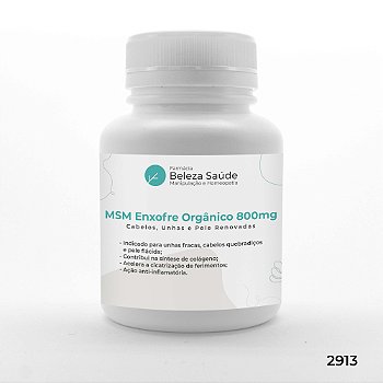 Msm Enxofre Orgânico 800mg Para Cabelos e Unhas