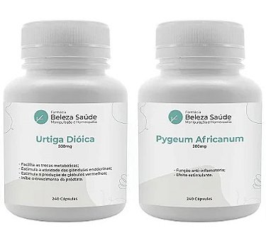 240 Cápsulas Urtiga Dioica 500mg & 240 Cápsulas Pygeum African 200mg : 2 produtos para a saúde da Próstata
