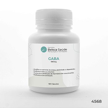 Gaba 500mg  Anisedade, Stress, Depressão 120 Cápsulas