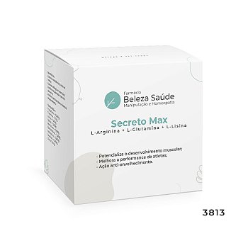 Secreto Max : Sachês com L-Arginina 1200mg + L-Glutamina 1200mg +  L-Lisina 1200mg