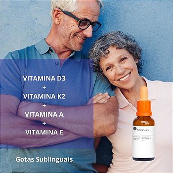 Complexo de Vitaminas  D3 + K2 + A + E  : Gotas Sublinguais para a Saúde dos Ossos, Mental e Físico