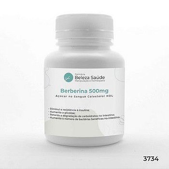 Berberina 500mg : Açúcar no Sangue Colesterol HDL