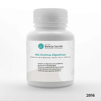 Mix Enzimas Digestivas : Cápsulas para Digestão, Gases, Azia, Refluxo