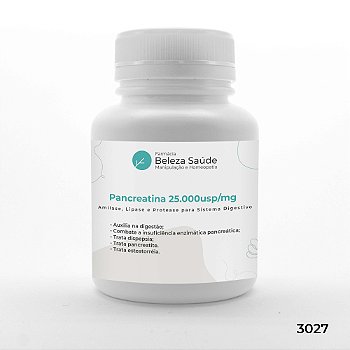 Pancreatina 25.000usp / Mg : Amilase Lipase Protease para Sistema Digestivo