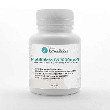 Metilfolato B9 1000mcg + Metilcobalamina B12 1000mcg + B6 100mg - 150 doses