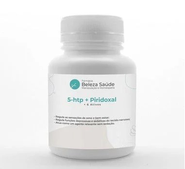 5-htp + Piridoxal + 6 Ativos - Insônia, Estresse e Ansiedade - 30 doses