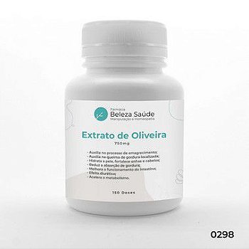 Extrato De Oliveira 750mg - Perda de Peso - 150 doses