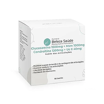 Glucosamina 1500 + Condroitina 1200 + Msm 1000 + Uc II 40mg - 90 doses